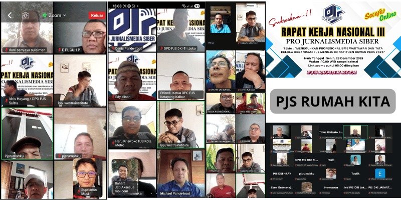 PJSBABEL.COM (PEKANBARU-RIAU) - Dewan Pimpinan Pusat (DPP) Pro Jurnalismedia Siber (PJS) menggelar Rapat Kerja Nasional (Rakernas) di akhir tahun 2025 dengan menghasilkan tiga produk penting diantaranya Pedoman Organisasi (PO), yang akan menjadi landasan utama tata kelola organisasi dan peningkatan profesionalisme jurnalis menjelang pendaftaran PJS sebagai konstituen Dewan Pers pada tahun 2026, Senin (29/12/2025).