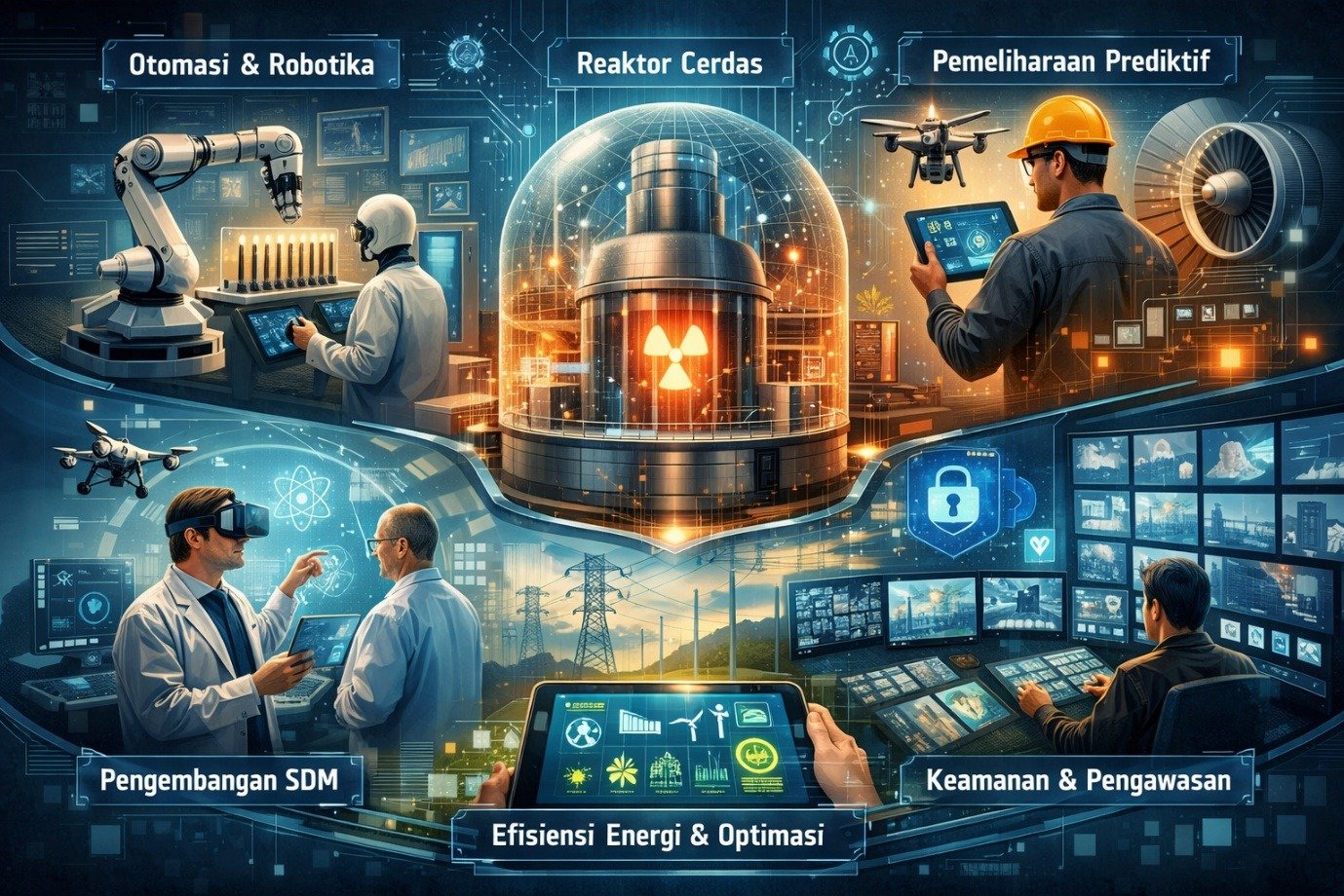 PJSBABEL.COM - Integrasi kecerdasan buatan atau Artificial Intelligence (AI) ke dalam sistem energi nuklir menandai babak baru evolusi teknologi energi global. AI kini tidak lagi sekadar berperan sebagai alat bantu komputasi, melainkan telah menjadi transformasi menyeluruh mulai dari desain reaktor dan operasi keselamatan hingga pengelolaan limbah radioaktif.