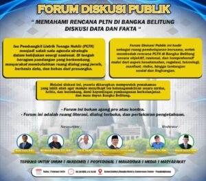 Bukan Pro-Kontra, Diskusi Publik PLTN di Babel Tekankan Fakta, Keselamatan, dan RasionalitasPJSBABEL.COM (PANGKALPINANG) — Isu rencana pembangunan Pembangkit Listrik Tenaga Nuklir (PLTN) di Bangka Belitung kembali mendapat perhatian serius. Kali ini, bukan dalam bingkai pro dan kontra, melainkan melalui ruang dialog yang menempatkan data, fakta, dan nalar publik sebagai fondasi utama. Senin (2/2/2026).