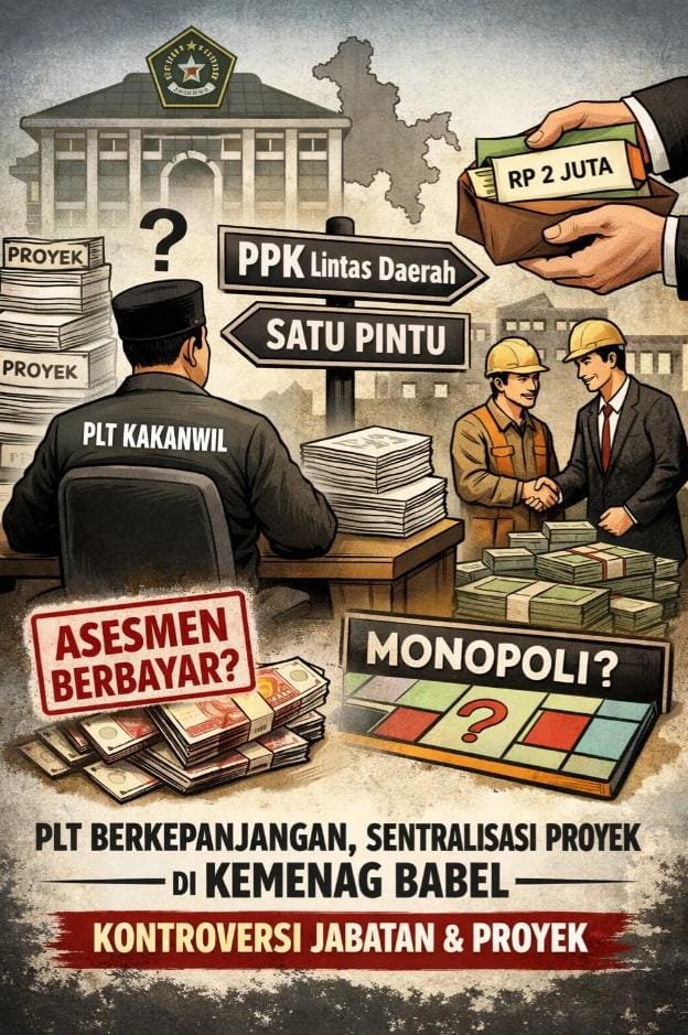 Transparansi Kementerian Agama Republik Indonesia Babel Dipertanyakan PJSBABEL.COM (BANGKA BELITUNG) — Tata kelola proyek dan manajemen internal di lingkungan Kementerian Agama Republik Indonesia Provinsi Kepulauan Bangka Belitung kembali menjadi sorotan. Sejumlah informasi internal yang dihimpun redaksi mengindikasikan adanya pola koordinasi proyek yang dinilai terpusat dan memerlukan penjelasan terbuka dari pimpinan wilayah. Minggu (15/2/2026).